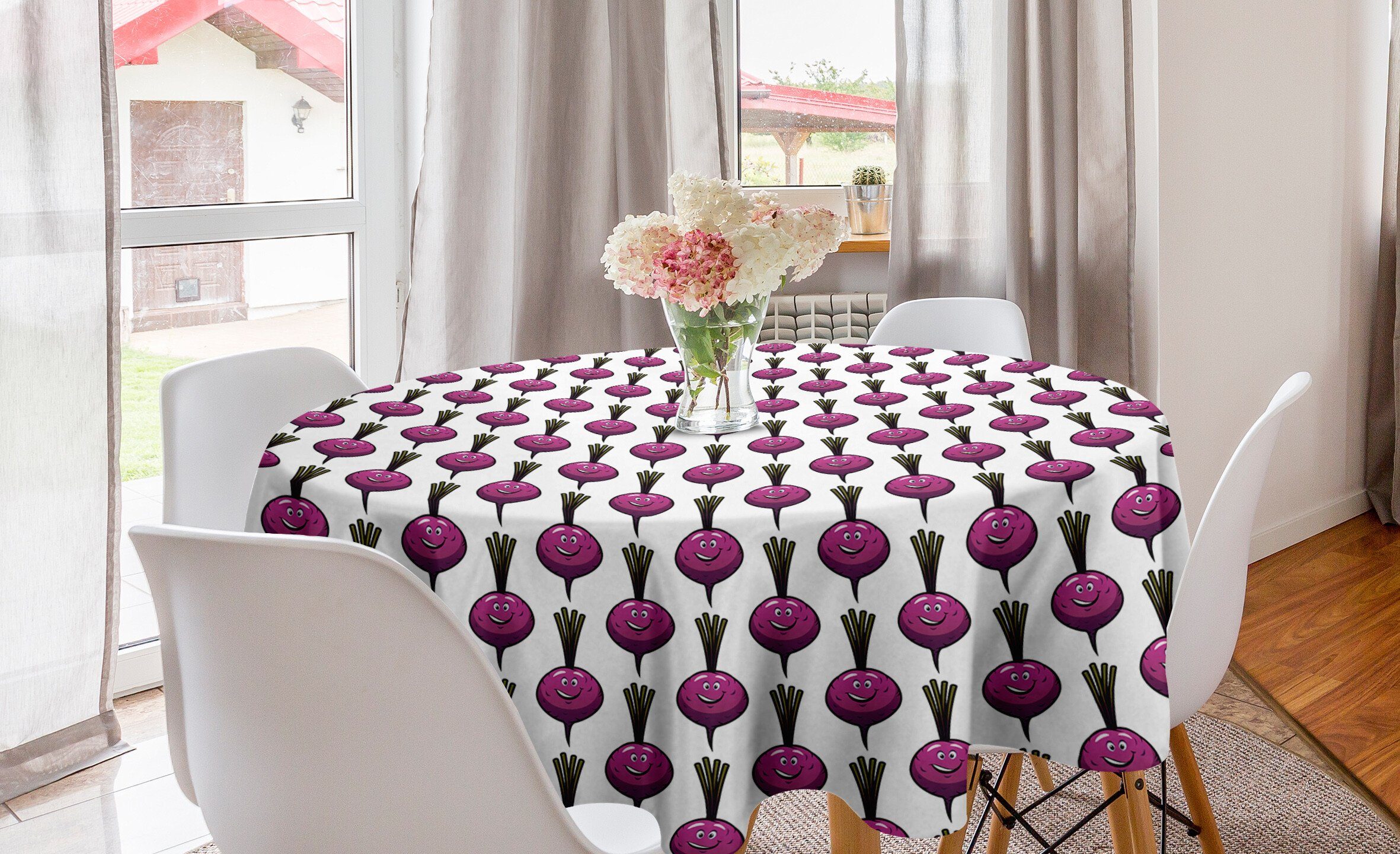 Abakuhaus Tischdecke Kreis Tischdecke Abdeckung für Esszimmer Küche Dekoration, Natur-Kunst Menschliches wie lila Beet | Tischdecken