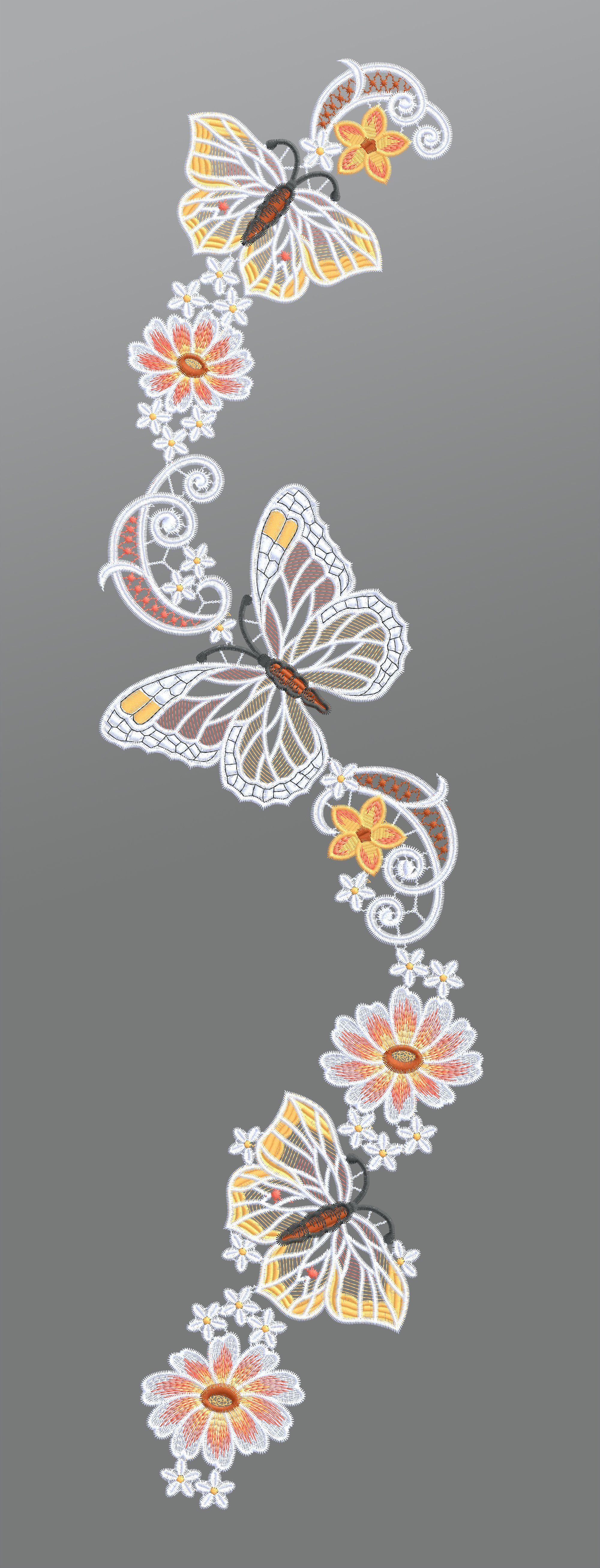 Plauener Spitze® Fensterbild Schmetterlingsgirlande, HxB 80x15cm
