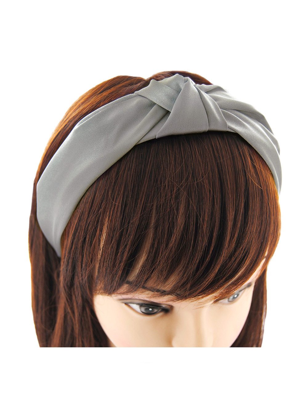 axy Haarreif Breiter Haarreif mit Knoten und Satin bezogen, Vintage Damen Haareifen Haarband