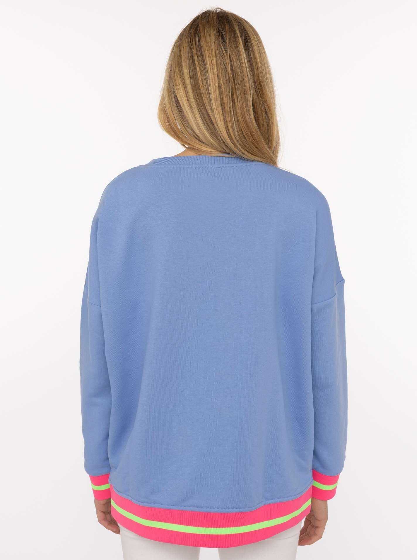Zwillingsherz Sweatshirt Dana Neon-Bündchen, V-Ausschnitt, Langarm, Front-Stickerei