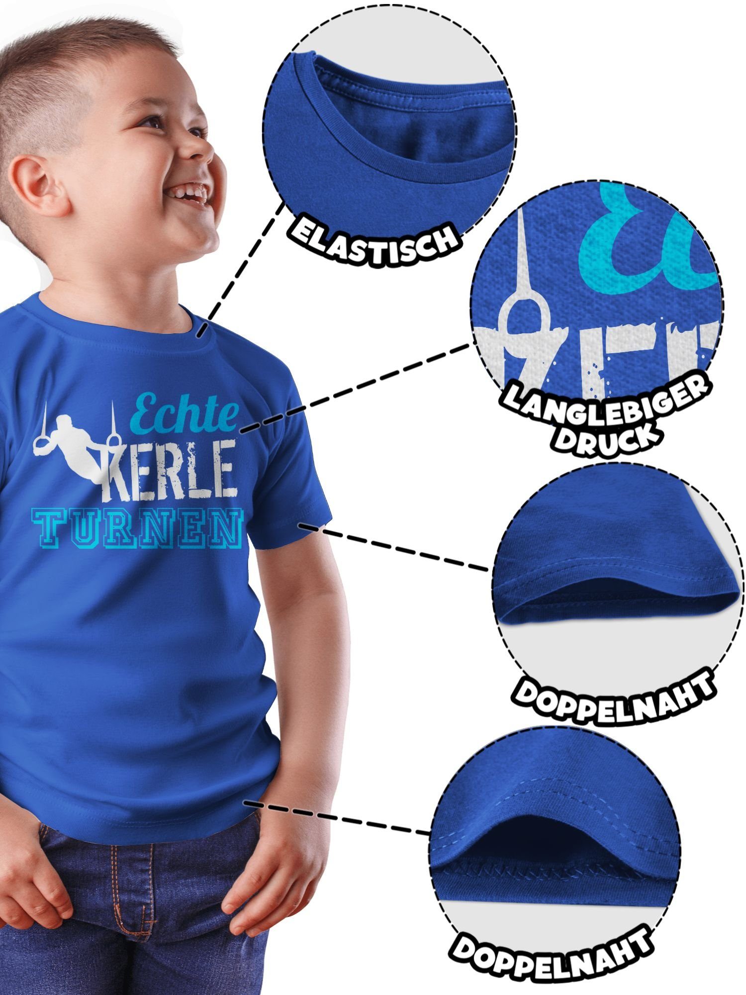 Sport Shirtracer T-Shirt turnen Kleidung Kinder Echte Kerle Royalblau 2