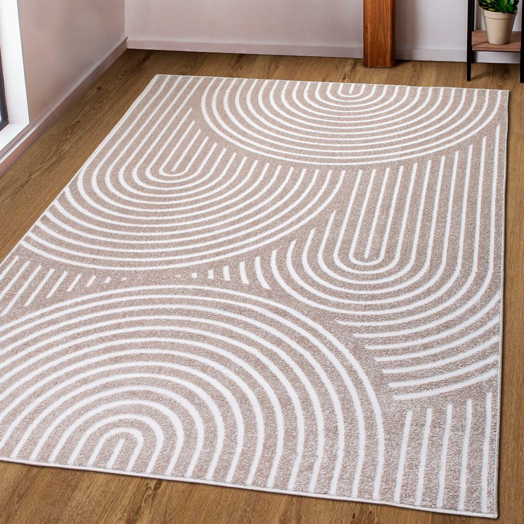 OTTO home Teppich Fadel, rechteckig, Höhe: 9 mm, 3D-Effekt, softer Kurzflor, pflegeleicht, leichter Glanz, Scandi-Look