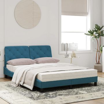 vidaXL Bett Bett mit Matratze Blau 120x200 cm Samt
