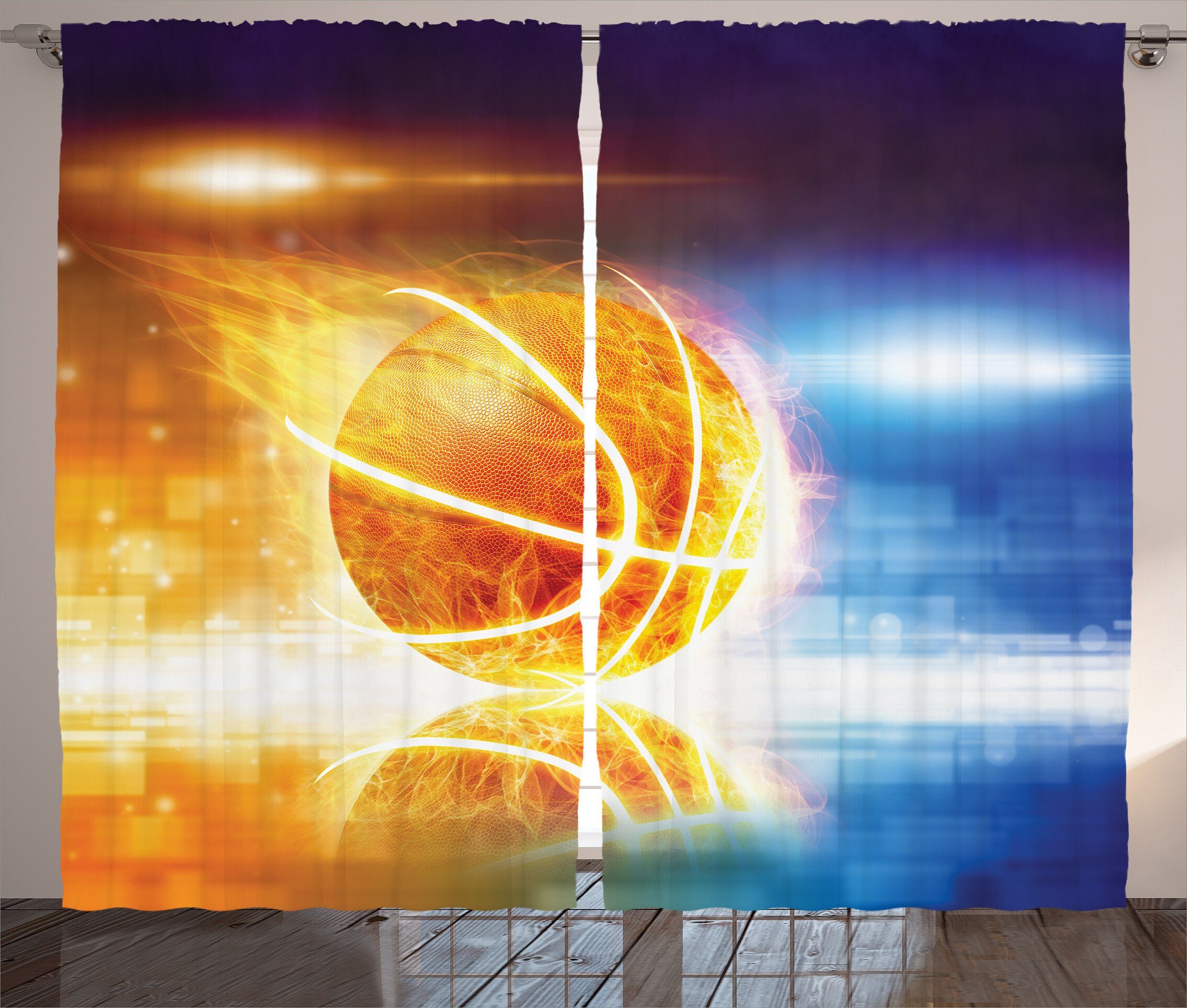 Basketball Haken, mit Schlafzimmer in und der Schlaufen Gardine Kräuselband Brennen Kunst Abakuhaus, Vorhang Abstrakt