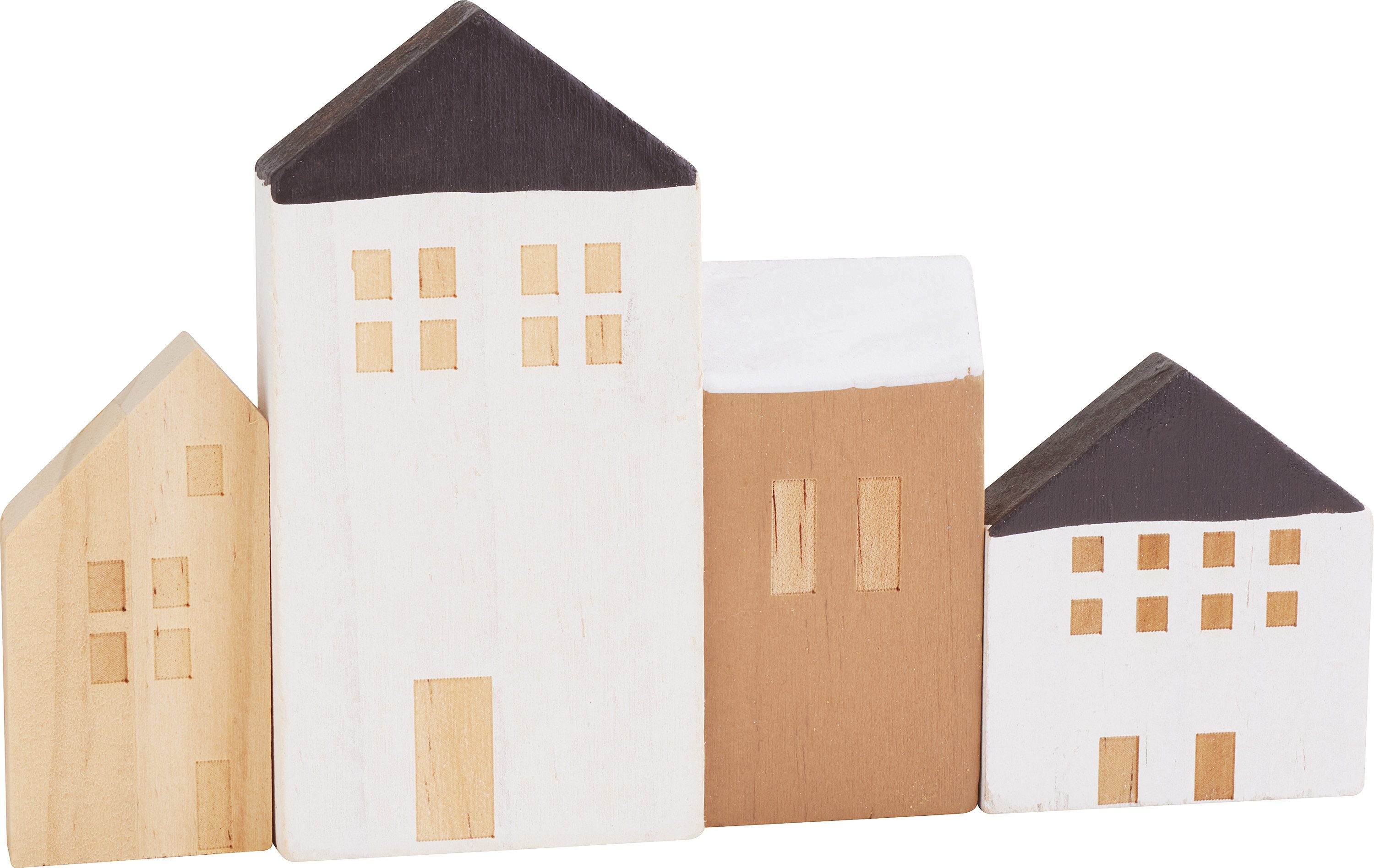 Dekoobjekt Holz-Häuserreihe, 18,5x11x2cm