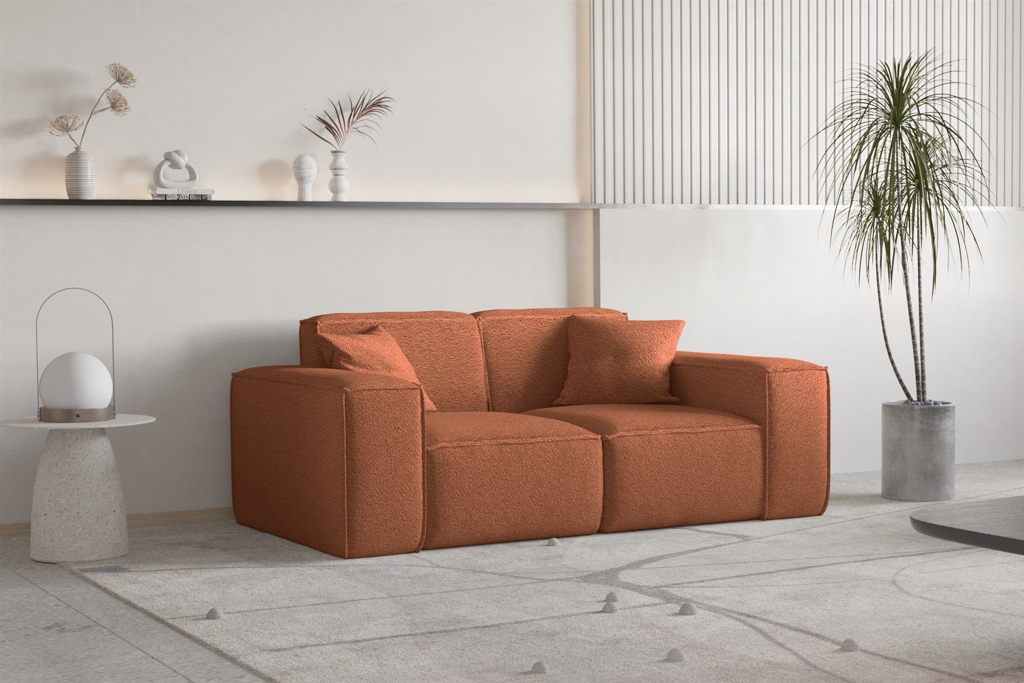 Fun Möbel Sofa Sofa Designersofa Stoff, CELES Zierkissen inkl. 2 PREMIUM in 2-Sitzer