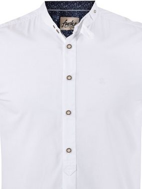 FUCHS Trachtenhemd Hemd Albert weiß-marine mit Stehkragen