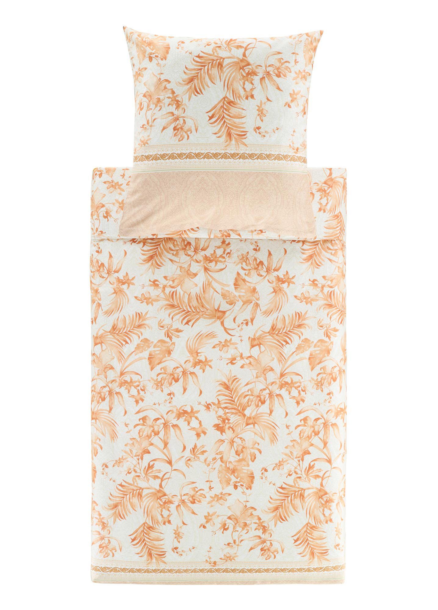 Bassetti Bettwäsche Bassetti Satin Bettwäsche IBISCUS TATTOO, 41 Karamell, Baumwolle, 2 teilig