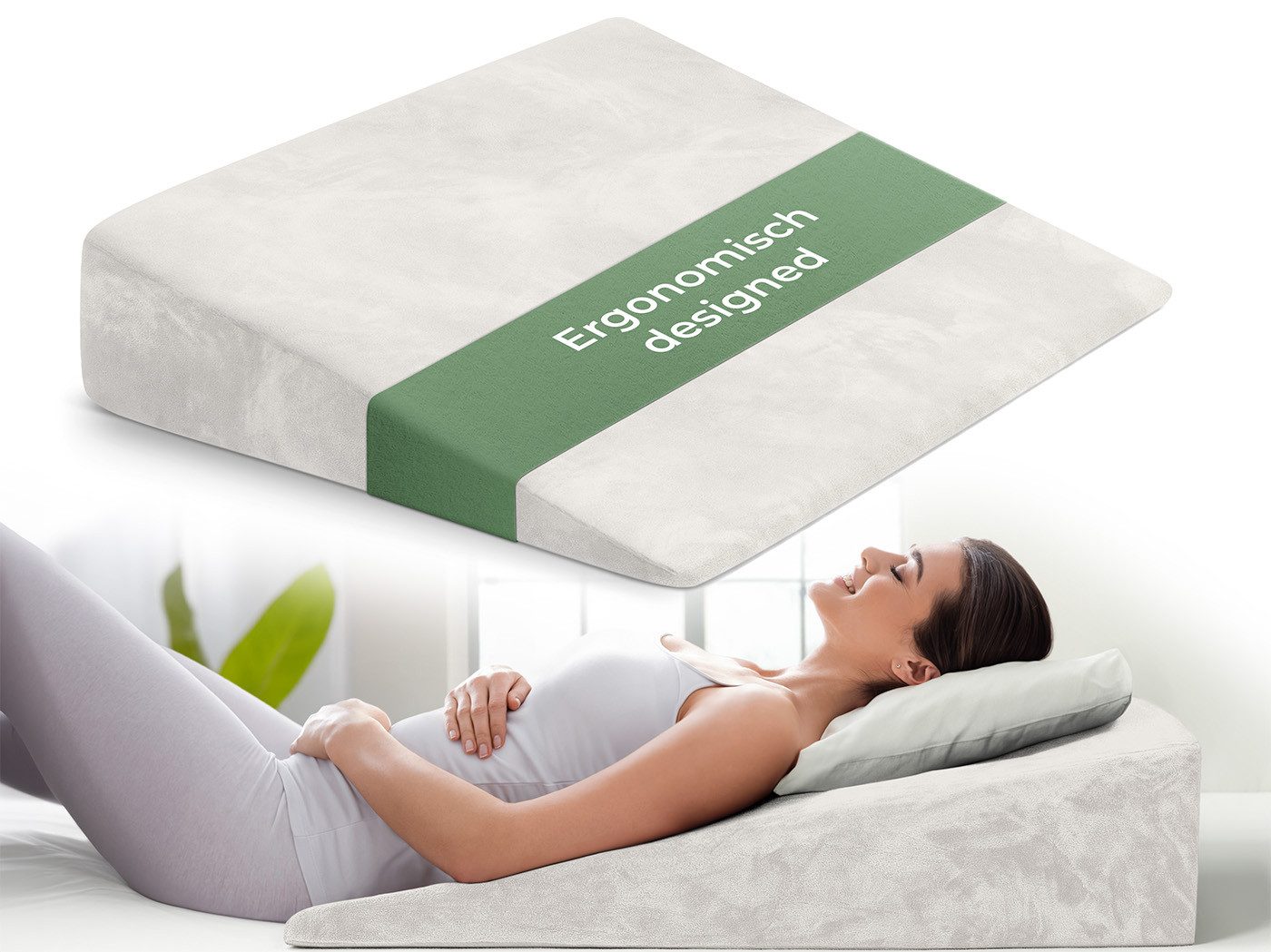 Well B4 Keilkissen für Bett und Couch, Matratzenkeil [mit 2 Liegezonen], Rückenkissen, für Reflux, Bequemes Reflux Kissen und Lesekissen zur Schlaferhöhung, oder als Rückenlehne