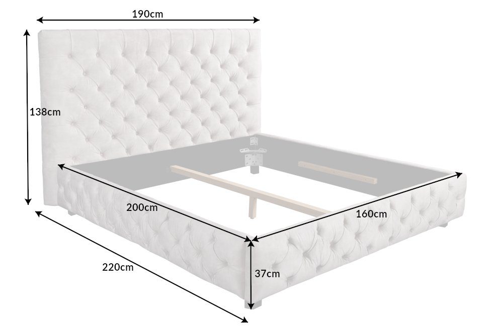 riess-ambiente Polsterbett PARIS 160x200cm grau (Einzelartikel, 1-tlg), Schlafzimmer · Samt · Gäste · Doppel · Queensize · Design – Bild 5 von 5