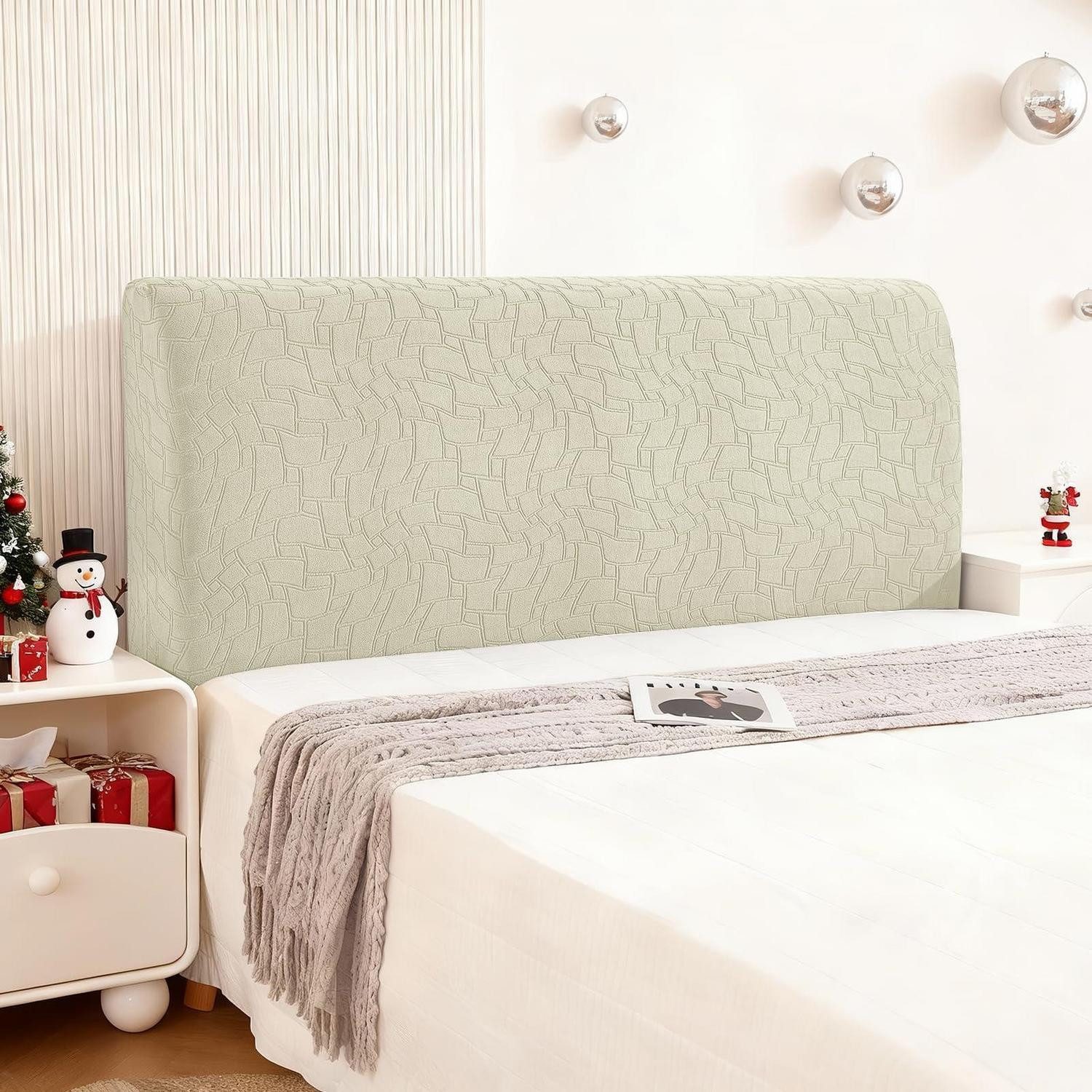LuxusKollektion Betthusse Bettkopfteil Bezug Beige 200CM