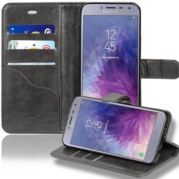 Numerva Smartphone-Hülle Bookstyle Wallet für Samsung Galaxy J4, Handy Tasche Schutz Hülle Etui Flip Cover