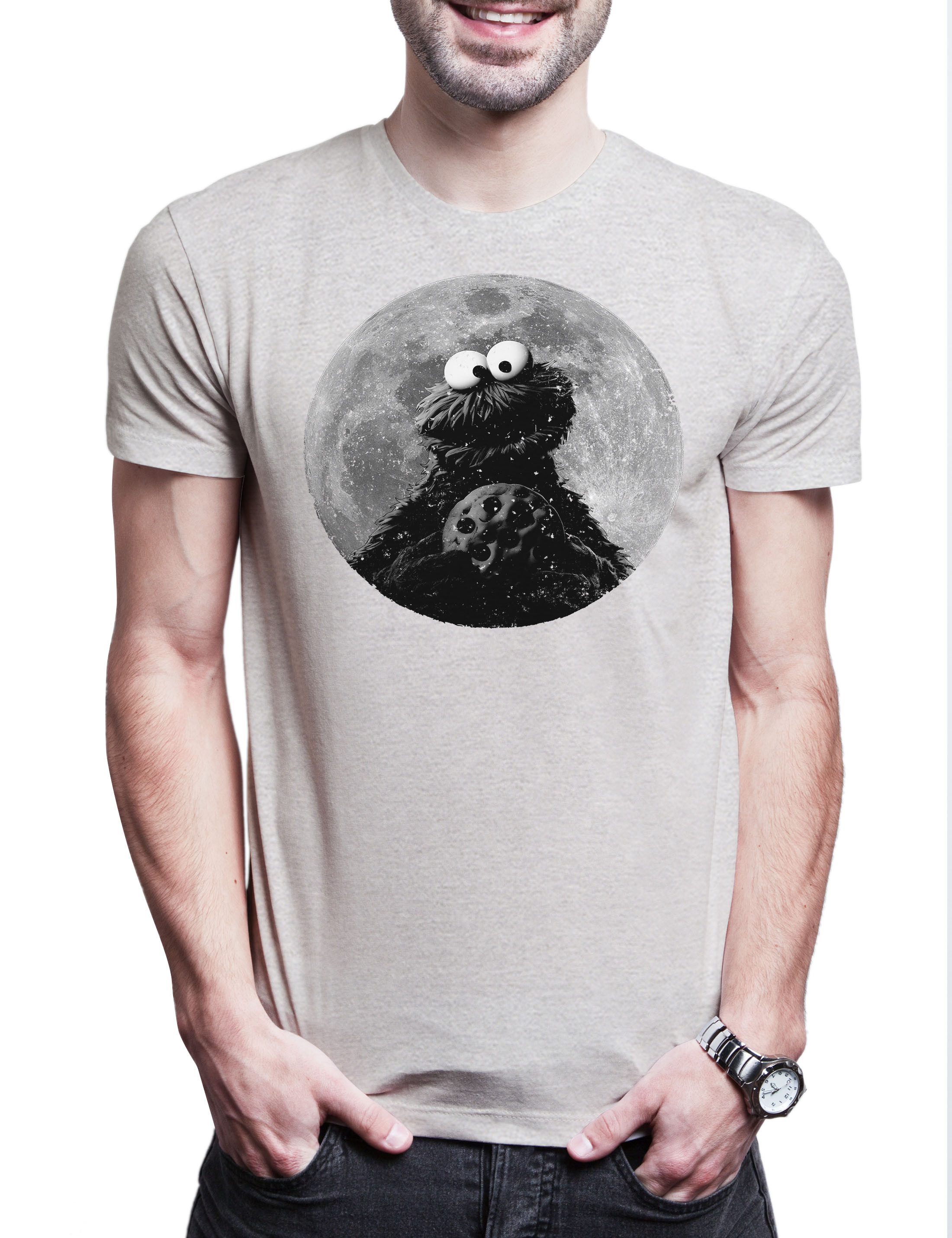 Print-Shirt Cookie Moon Herren T-Shirt Mond Kekse Monster Krümelmonster Puppet