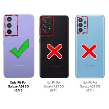 CoolGadget Handyhülle Metall Magnet Handy Case für Samsung Galaxy A34 5G 6,5 Zoll, Hülle 360 Grad Schutz Cover Gehärtetes Glas für Samsung A34 5G