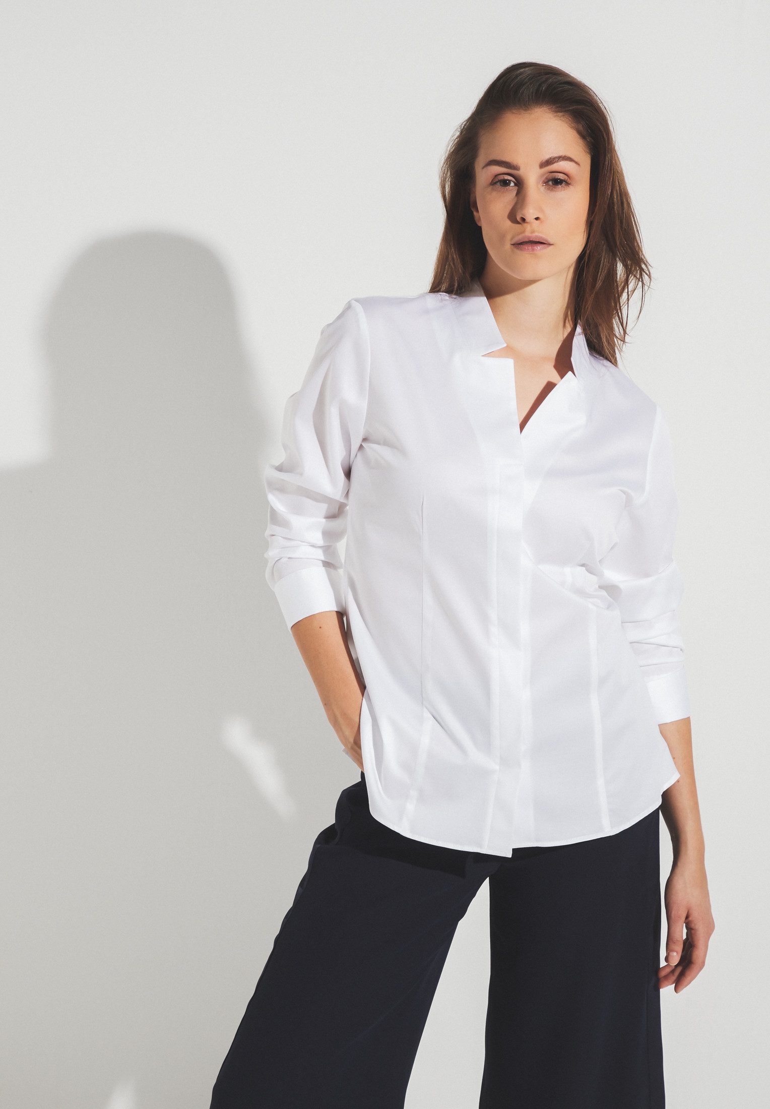 Eterna Blusentop ETERNA SLIM FIT Langarm Bluse weiß 5585-00-D929