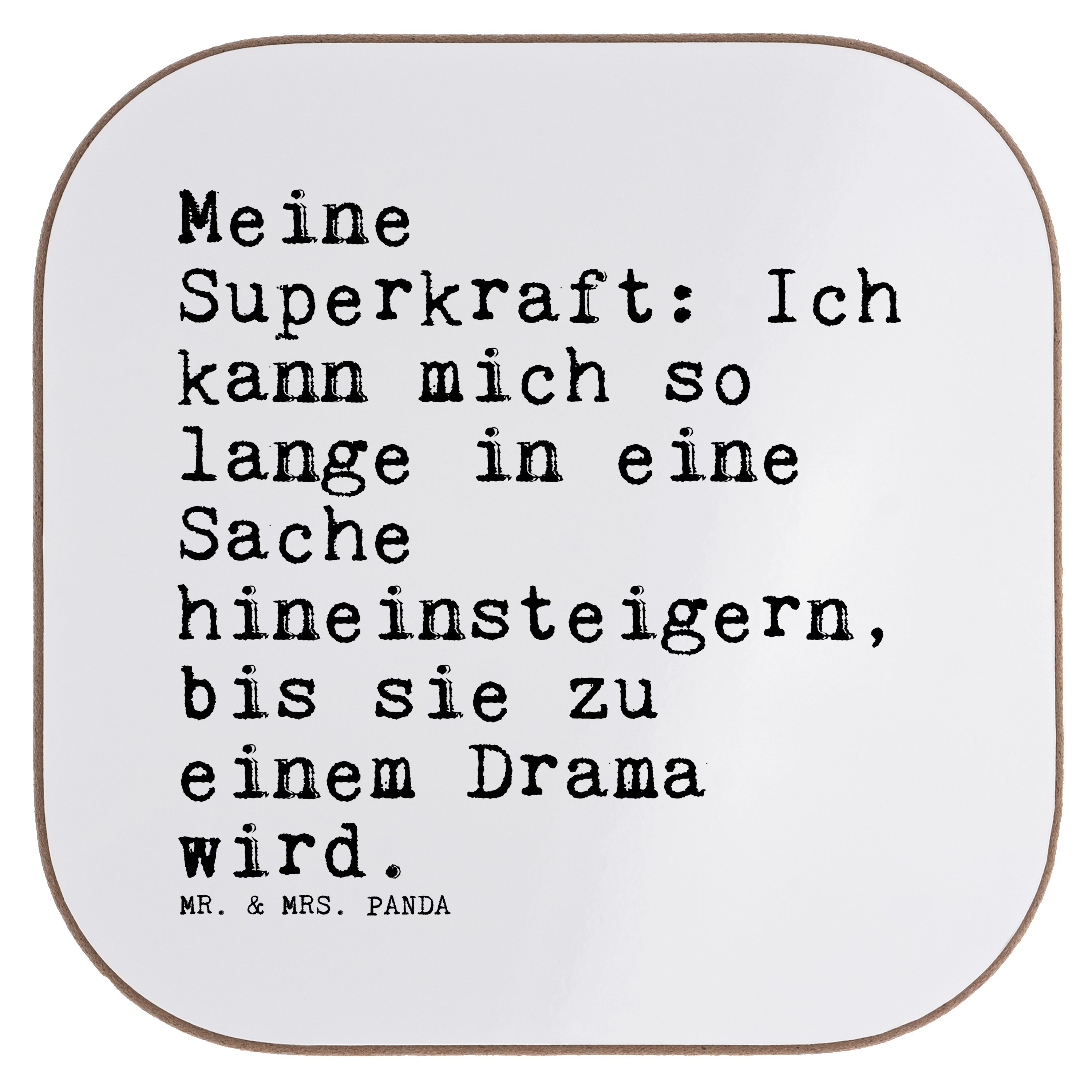 Mr. & Mrs. Panda Getränkeuntersetzer Meine Superkraft: Ich kann... - Weiß - Geschenk, Ehefrau, Spruch Sprü, 1-tlg. | Getränkeuntersetzer