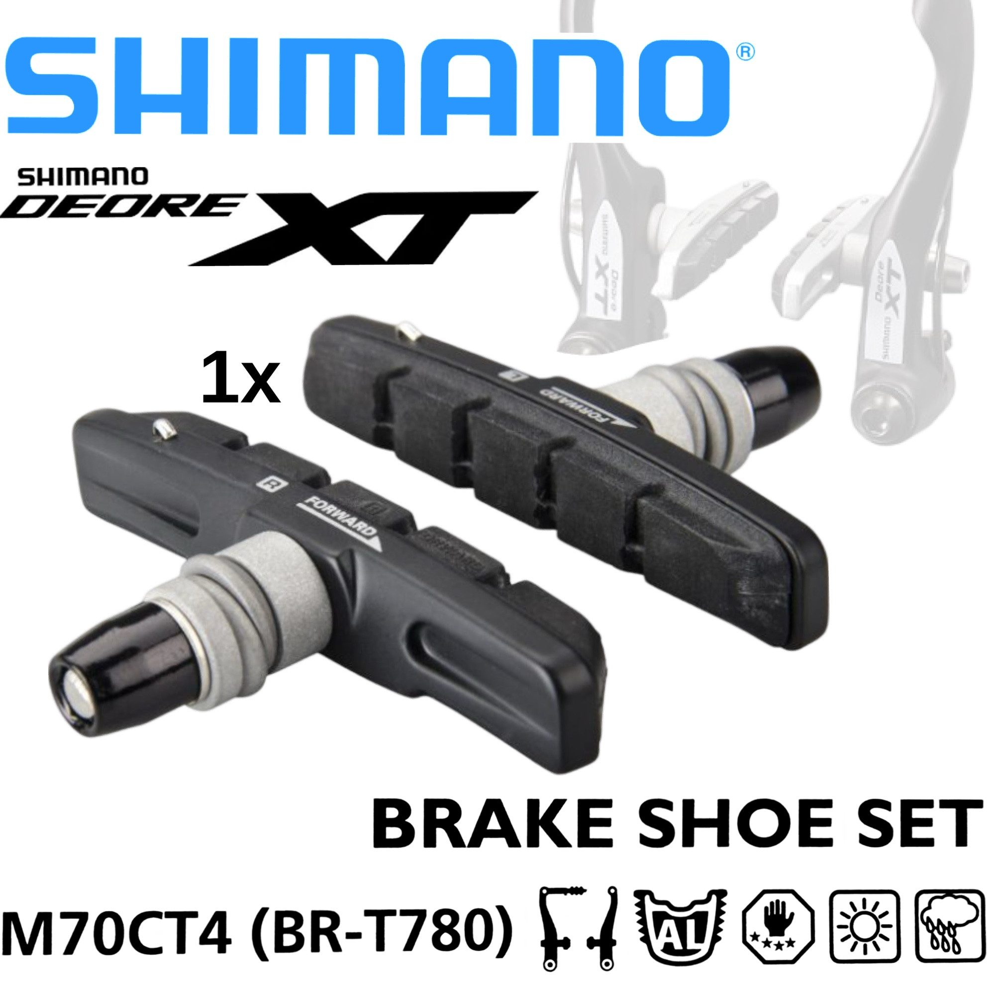 Shimano Felgenbremse Shimano XT Bremsschuh BR-T670 Fahrrad V-Brake Cartridge Bremsbeläge