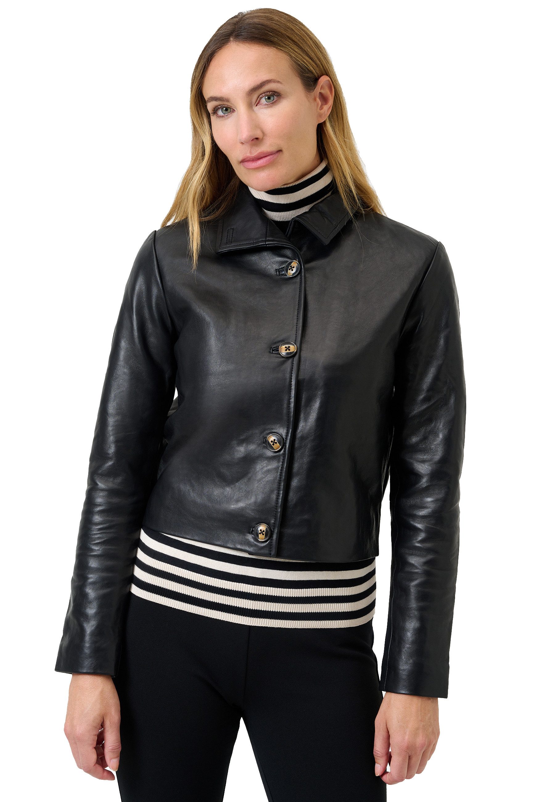RICANO Lederjacke Juliette Lederjacke mit Stehkragen und Knopfverschluss