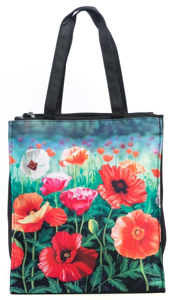 Luckyweather not just any other day Shopper Einkaufstasche Shopping Twinbag Motiv MOHNBLUMEN (1-tlg., 1 Stück Shopping Bag), Schultertasche beidseitig bedruckt mit Motiv bedruckt