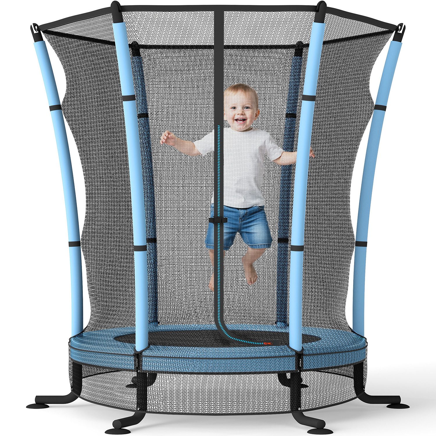 HOMALL Kindertrampolin Durchmesser 140 Zentimeter, Gartentrampolin, Belastbarkeit 50 kg, Ø 140 cm, (Buntes Indoor-Trampolin mit Sicherheitsnetz und Kantenschutzabdeckung, geeignet für Kinder von 2 bis 12 Jahren)