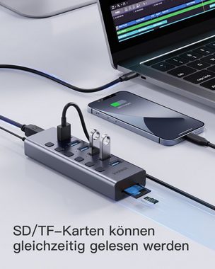 Inateck 8-in-1 USB 3.0 Hub mit Netzteil, unabhängigen Schaltern, Aluminium Adapter USB-C, USB Typ A