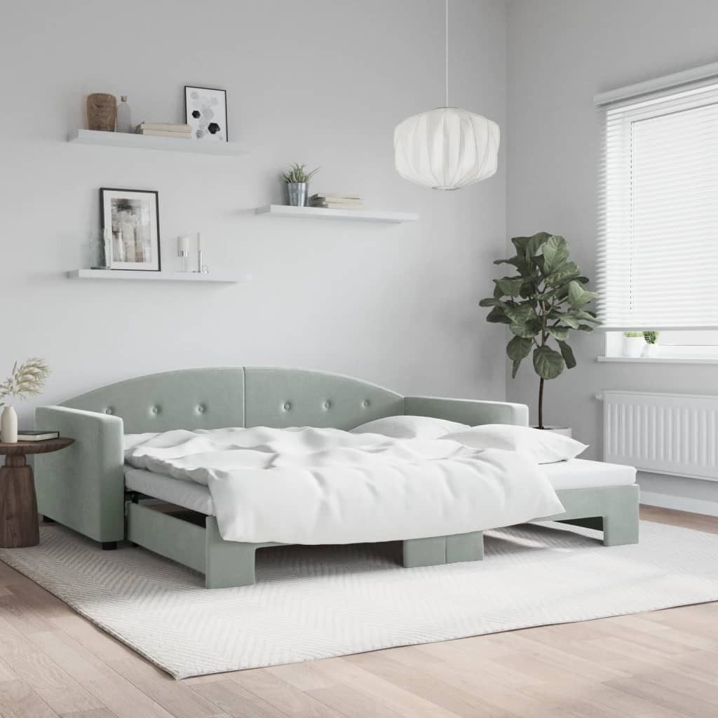 vidaXL Bett, Tagesbett Ausziehbar Hellgrau 100x200 cm Samt günstig online kaufen