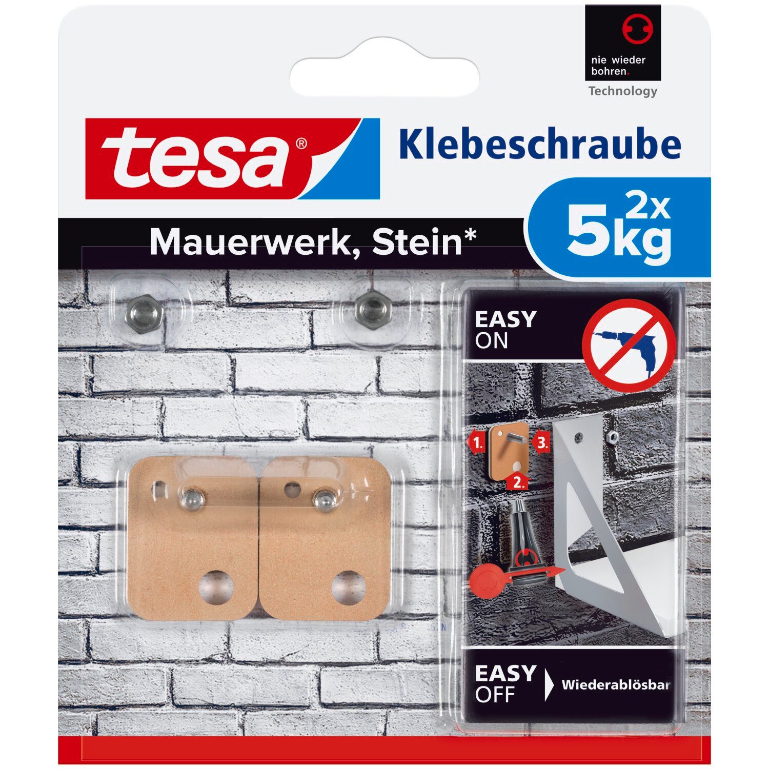 tesa Klebehaken tesa Klebenagel für Fliesen und Metall, 4 kg Halteleistung, Dekoration, Bilder, Leinwände, Lichterketten, Girlanden, (Packung, 2-St., 2 Stück), Klebenägel mit max. 4 kg Haltekraft - wiederverwendbar - 2er Pack