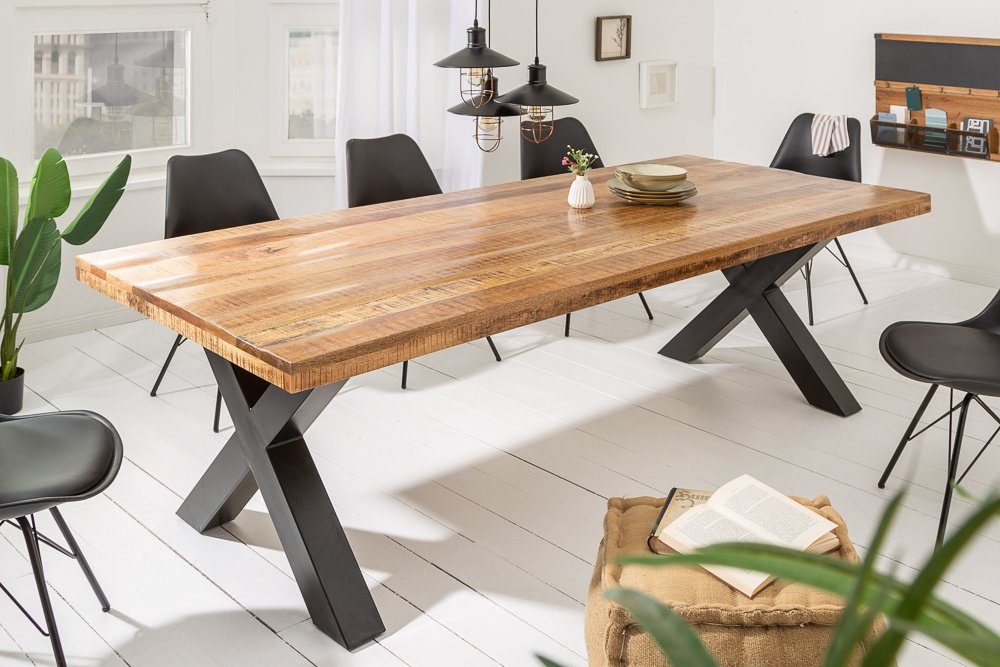 riess-ambiente Esstisch IRON CRAFT 240cm natur / schwarz · bis 10 Personen (Einzelartikel, 1-St), Massivholz · Metall · X-Gestell · Mangoholz · Industrial Design