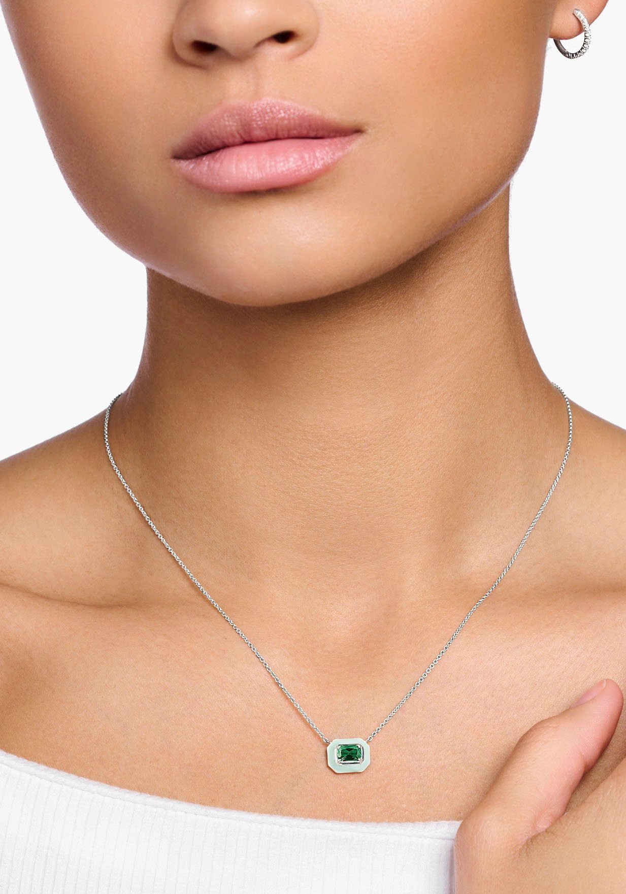 THOMAS SABO Kette mit Anhänger mit grü...