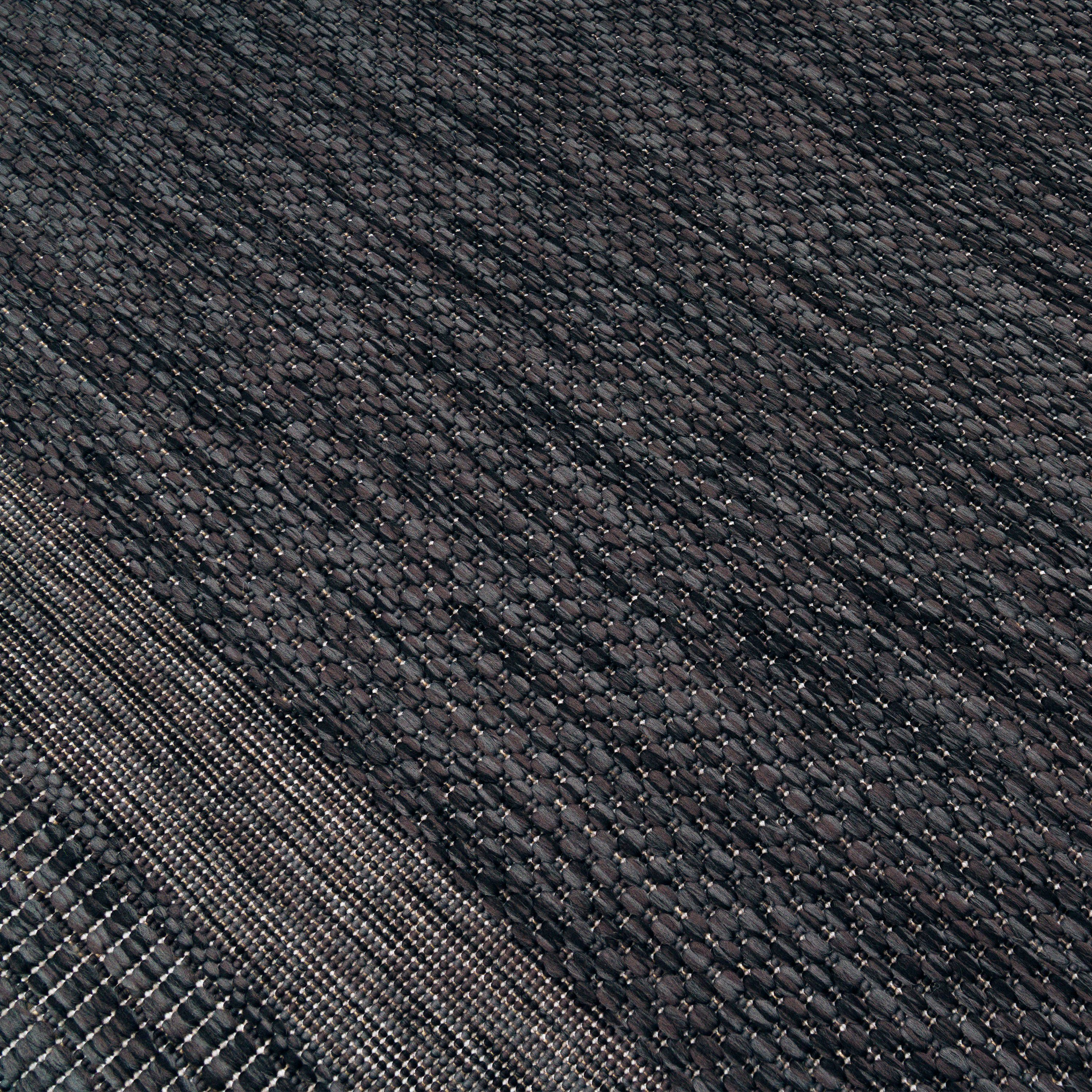 Teppich Roma 272, Outdoor Bordüre, Paco anthrazit Flachgewebe, mit dezenter meliert, rechteckig, In- und geeignet Höhe: 4 mm, Home