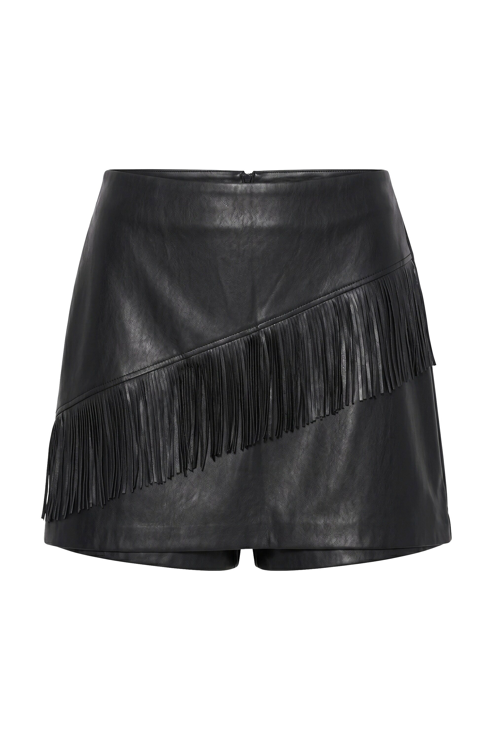 Studio Untold Bermudas Skort wide Legs Nappa-Fakeleder Fransen