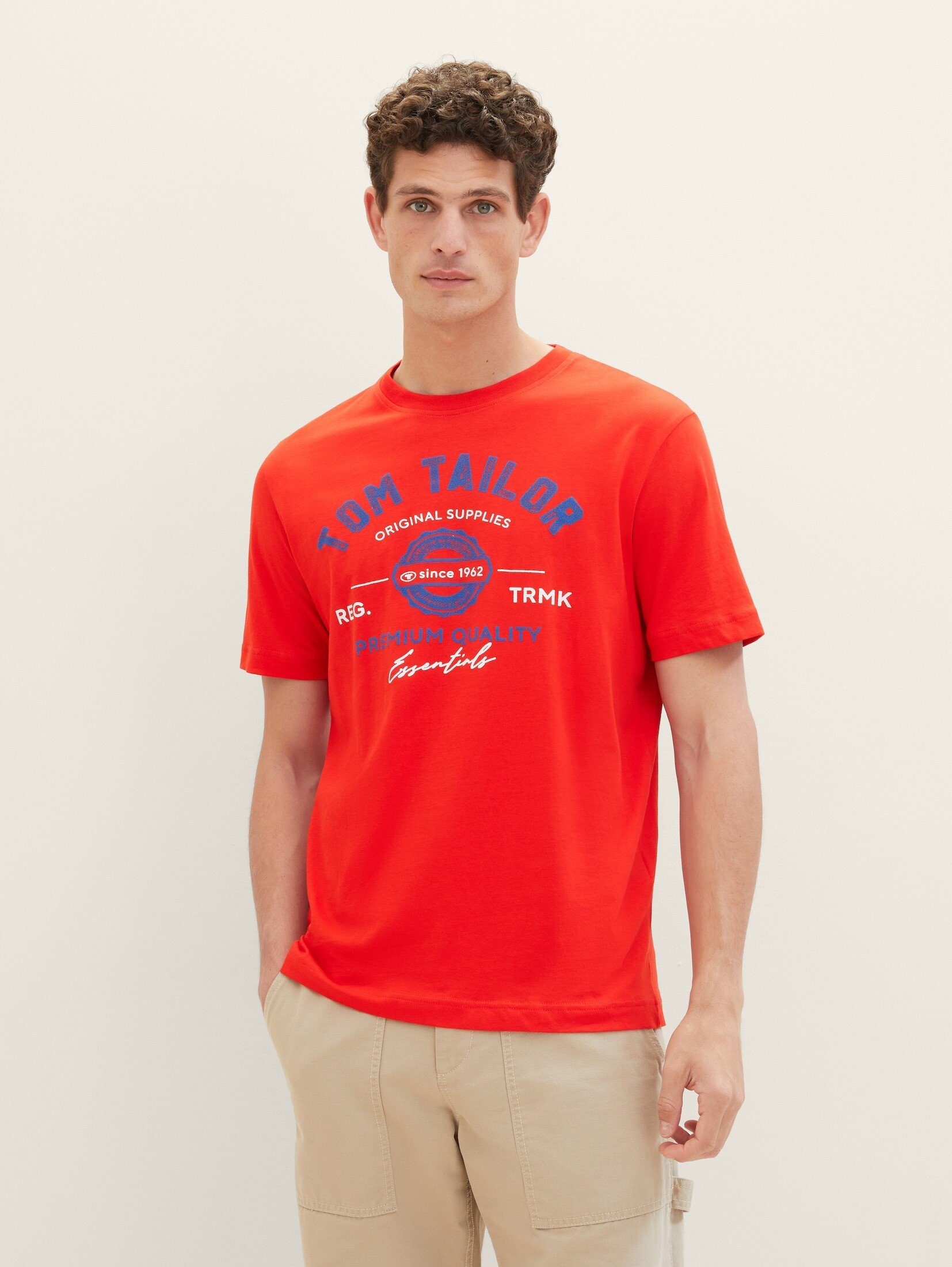 TOM TAILOR T-Shirt T-Shirt mit Logo Print Basic Red