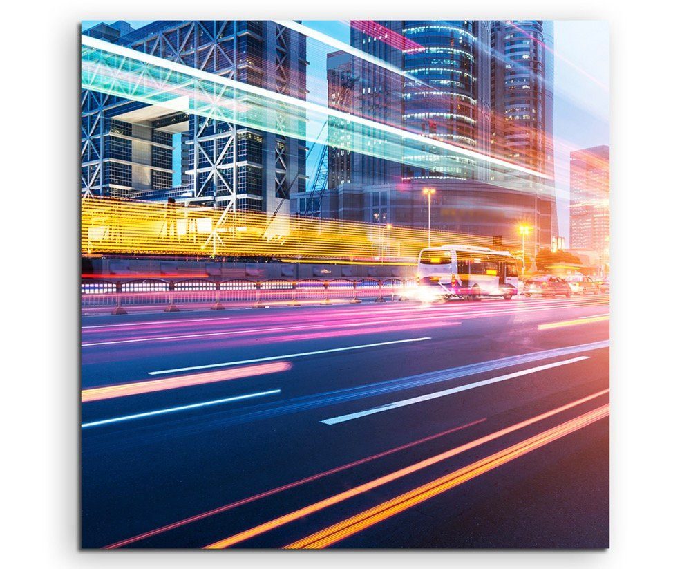 Echte Autos In Der Stadt Sinus Art Leinwandbild Naturfotografie – Schnell fahrende Autos in der