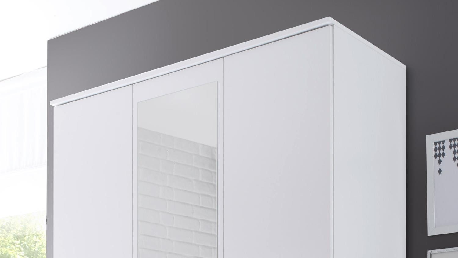 Bega Consult Kleiderschrank Kleiderschrank Karl Drehtürenschrank 3-türig weiß inkl. Spiegel 120 cm