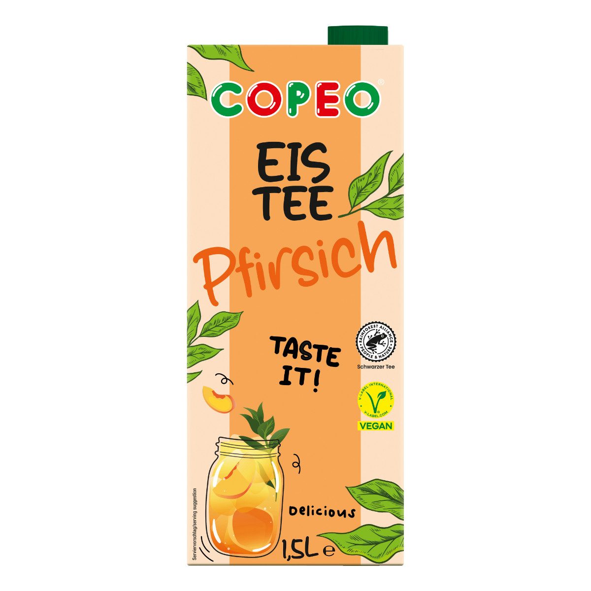 Copeo Tee, COPEO Eistee Pfirsich koffeinhaltiges Teegetränk Vegan 1500ml