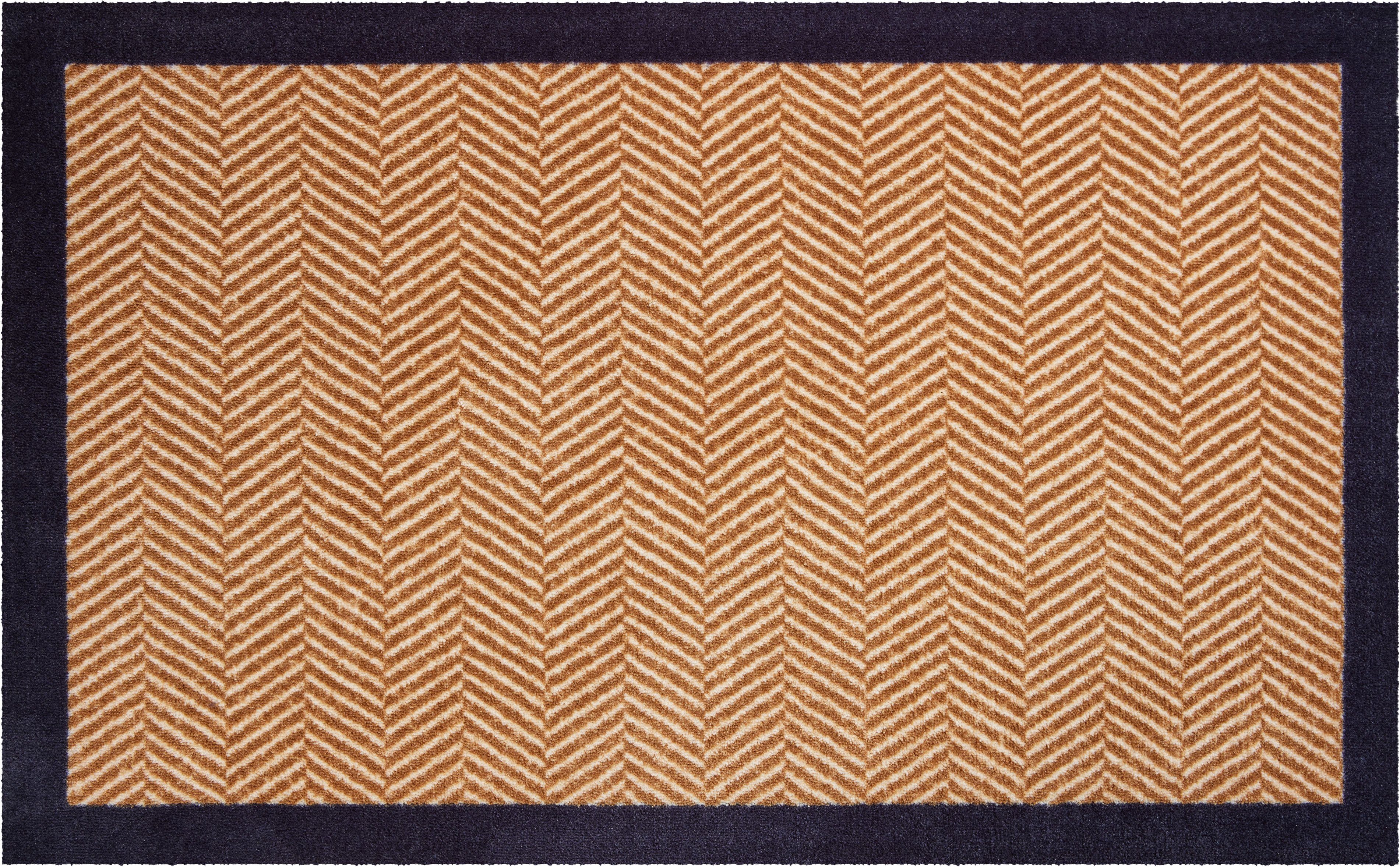 Teppich Herringbone, Grund, rechteckig, mm, Höhe: und Bordüre mit 8 In- Outdoor beige geeignet