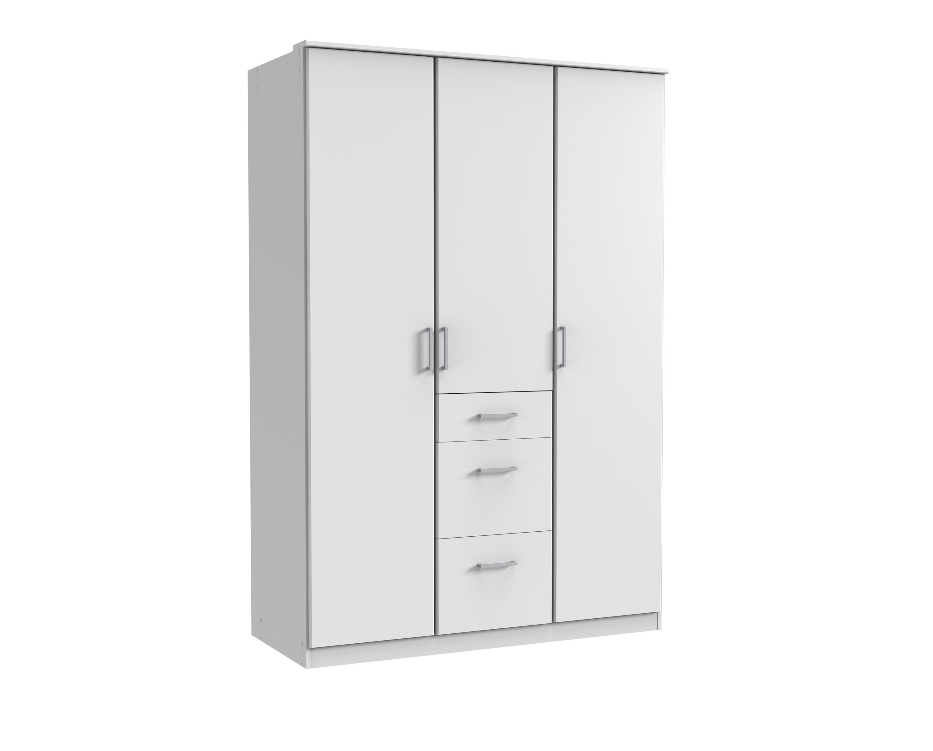 freiraum Kleiderschrank Click (B/H/T: 135x198x58 cm) in Weiß mit 3 Schubladen und 3 Türen