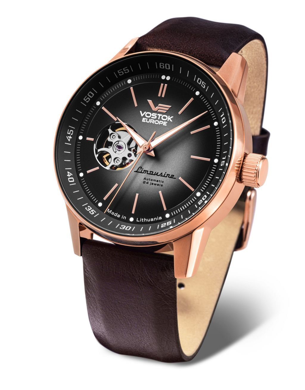 Vostok Europe Automatikuhr GAZ14 Limousine Herrenuhr, Automatikuhr mit Lederarmband in schickem braun
