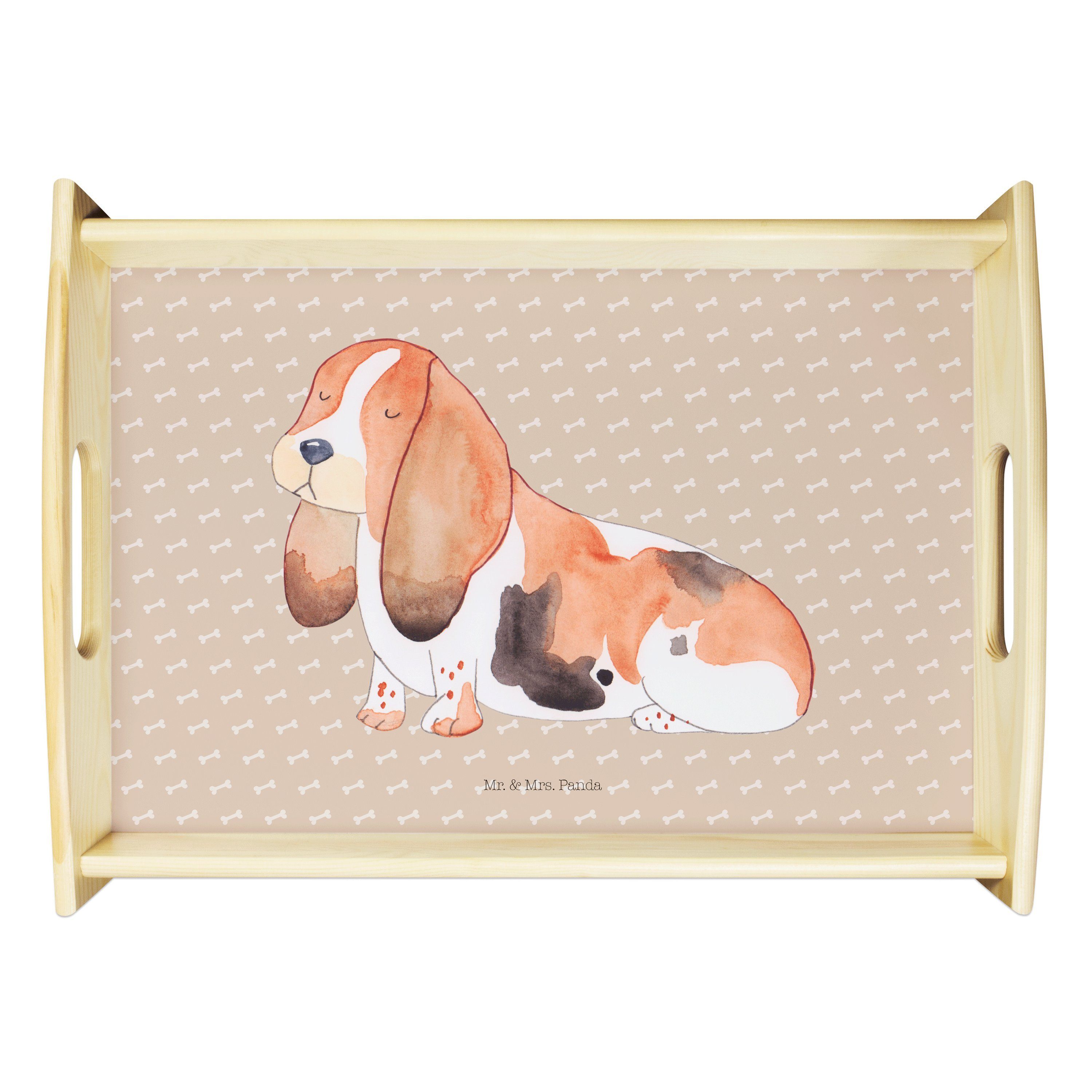 Mr. & Mrs. Panda Tablett Hund Basset Hound - Hundeglück - Geschenk,  kinderlos, Tierliebhaber, Echtholz lasiert, (1-tlg)