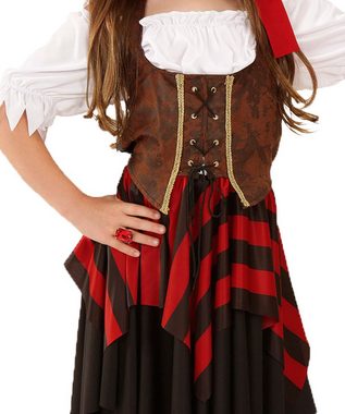 Karneval-Klamotten Piraten-Kostüm Mädchen Freibeuter Piratin Piratenbraut mit Säbel, Kinderkostüm Seeräuber Mädchen Pirat