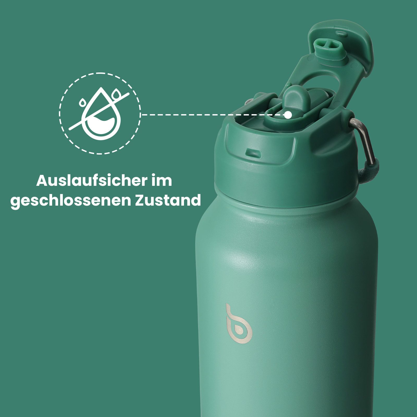 BOTTLE BOTTLE Trinkflasche Sport-Trinkflasche, Edelstahl, isoliert, mit Strohhalm und Pillenhalter, 1L