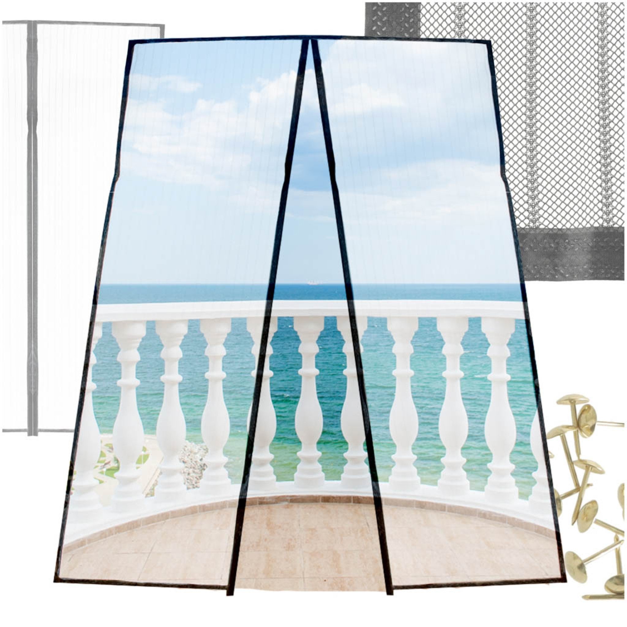 Ikonka Insektenschutz-Tür Magnet-Moskitonetz Tür 100–160x210–230cm Insektenschutz, (Moskitonetz-Set mit Magnetverschluss & Montagezubehör, Erhältlich in 4 Größen – passgenau für Türformate), Selbstschließend mit Magnet, einfache Montage ohne Bohren