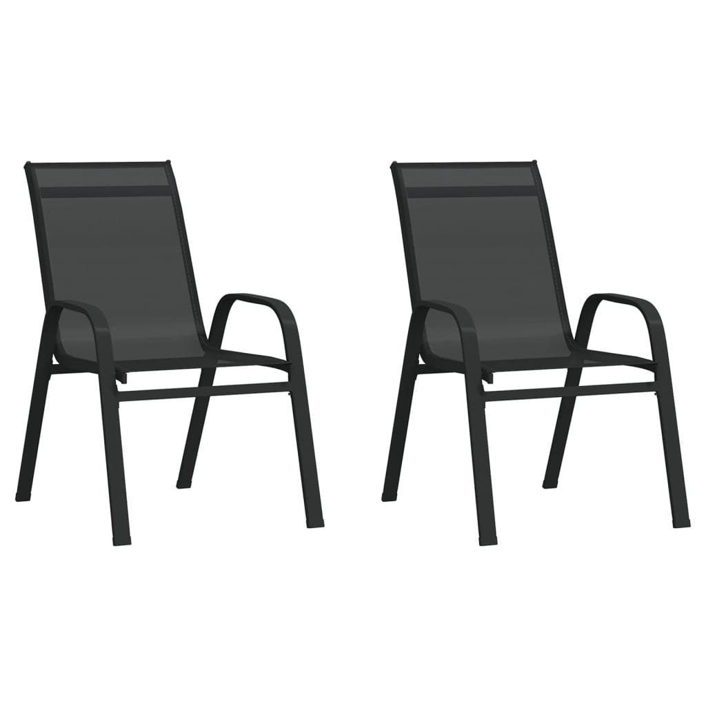 furnicato Gartenstuhl Stapelbare Gartenstühle 2 Stk. Schwarz Textilene