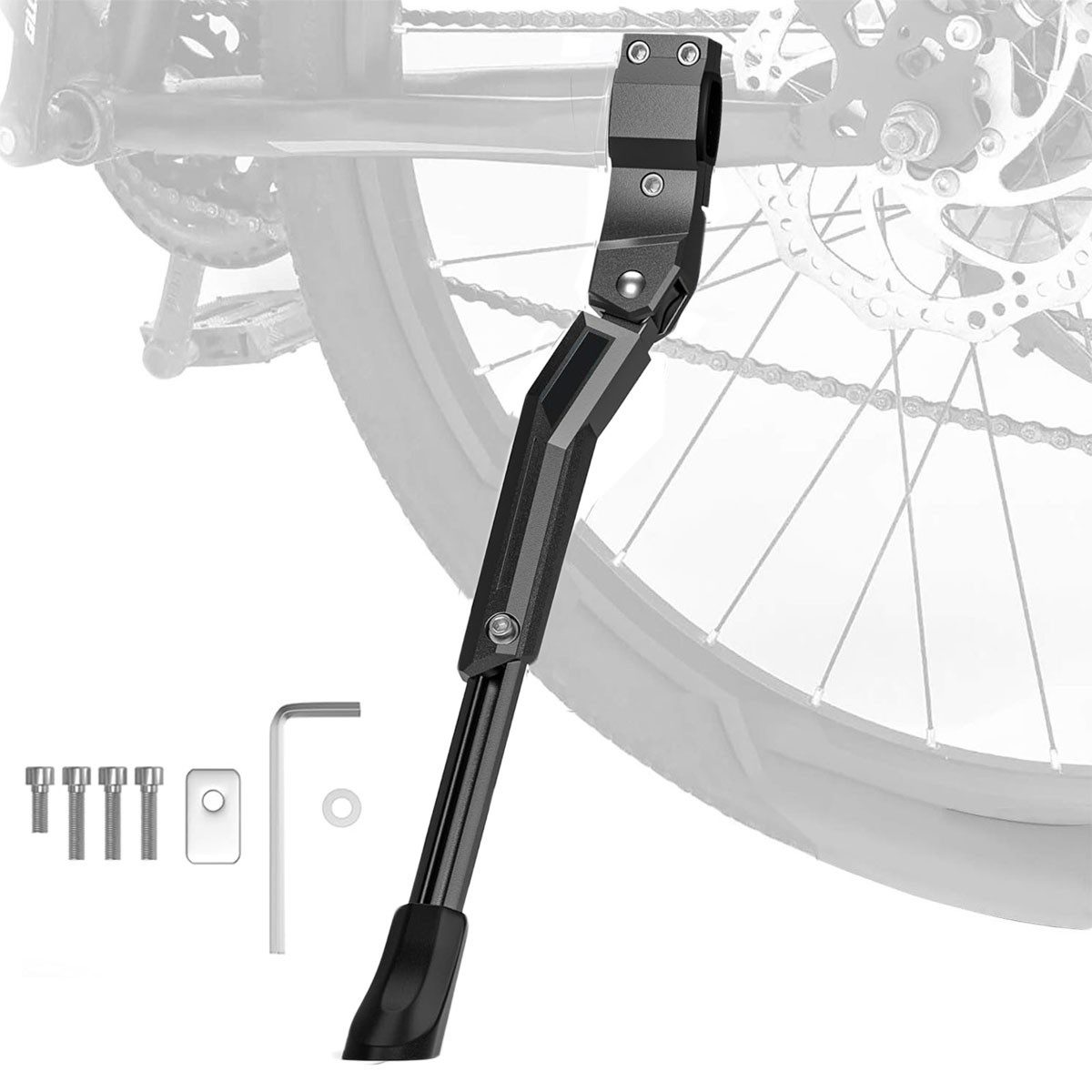 SURFOU Fahrradständer Fahrradständer mountainbike Höhenverstellbar, Rutschfest Seitenständer (24-29 Zoll, für alle Arten von Fahrrädern, wie MTB, Rennräder, Pendlerfahrräder usw, 1-St., aus Aluminiumlegierung A380, Haltbarkeit und Festigkeit, Stabilität), Einfache Montage