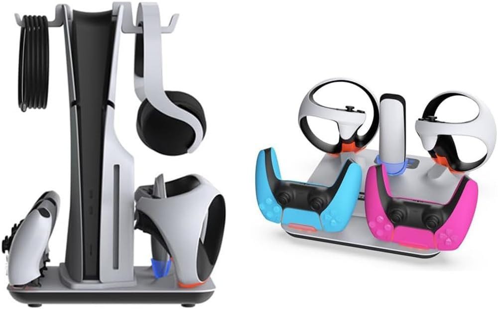 AURIVION PS5 Slim Kühlstation mit Ständer für PS5 & PSVR2 Controller Controller (Set, 1 St., Ladestation für PS5 Slim-Konsole)