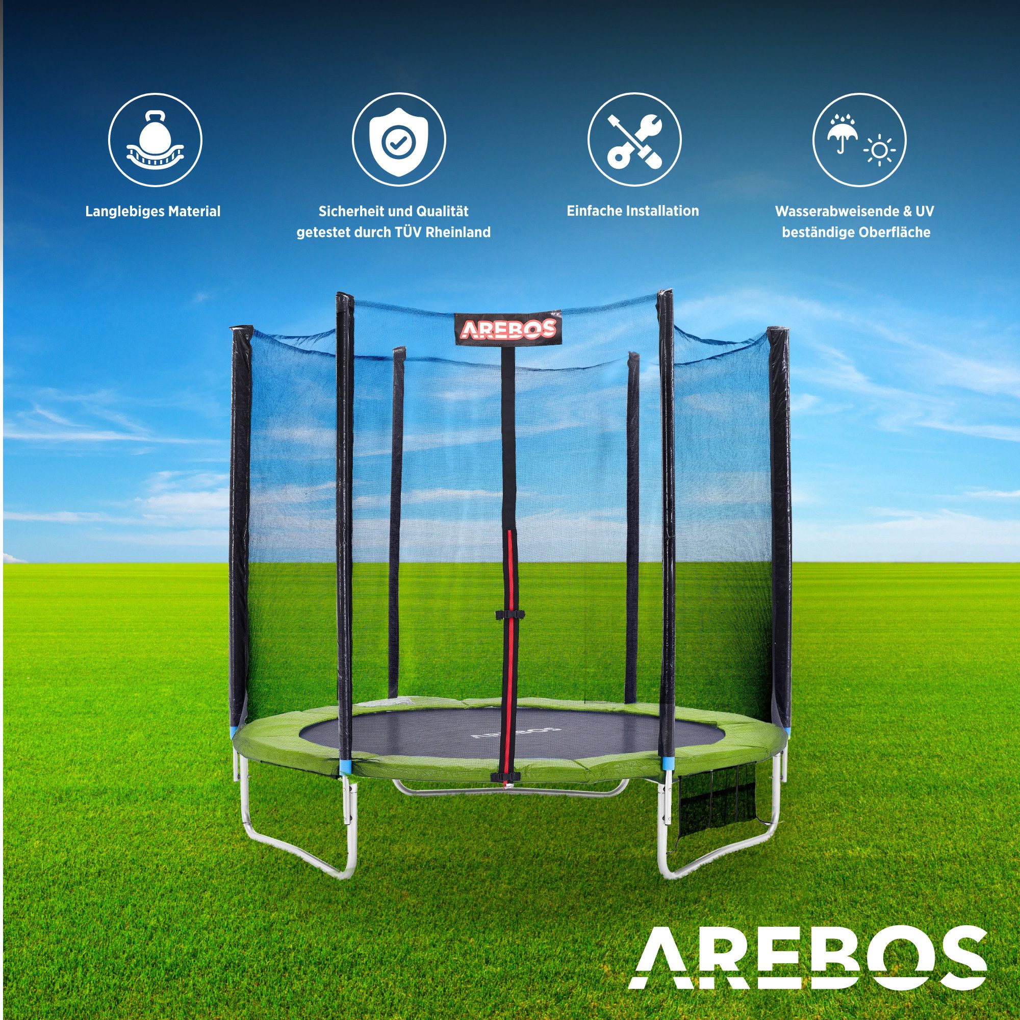 Arebos Trampolin-Randabdeckung Federschutz Ø 183 cm, Randschutz, PVC und PE, Reißfest, UV-resistente und wasserbeständige