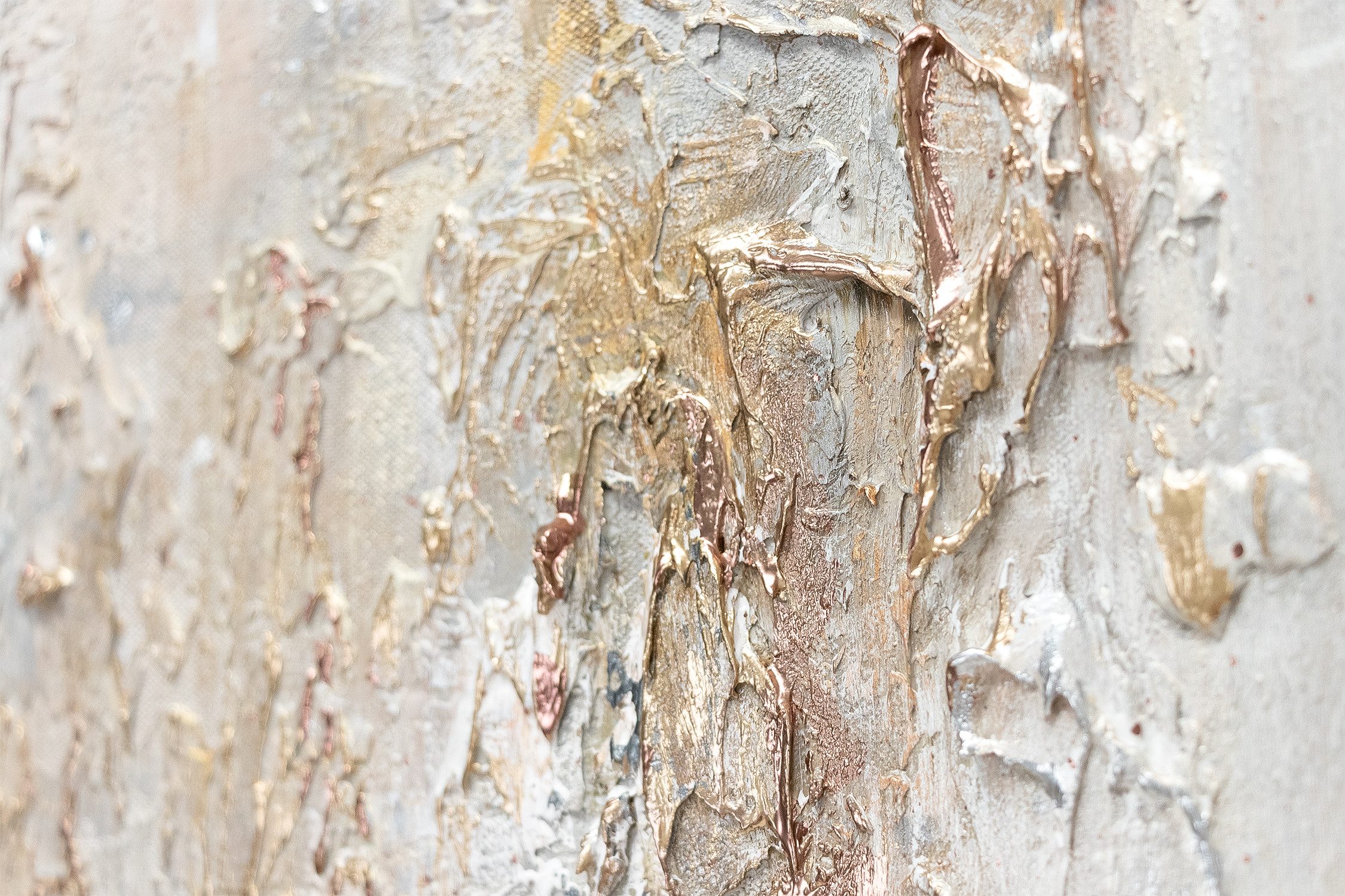 YS-Art Gemälde Philosophie, Abstrakte Bilder, Weiß Beige Gold Abstraktes Leinwand Bild Handgemalt 3D