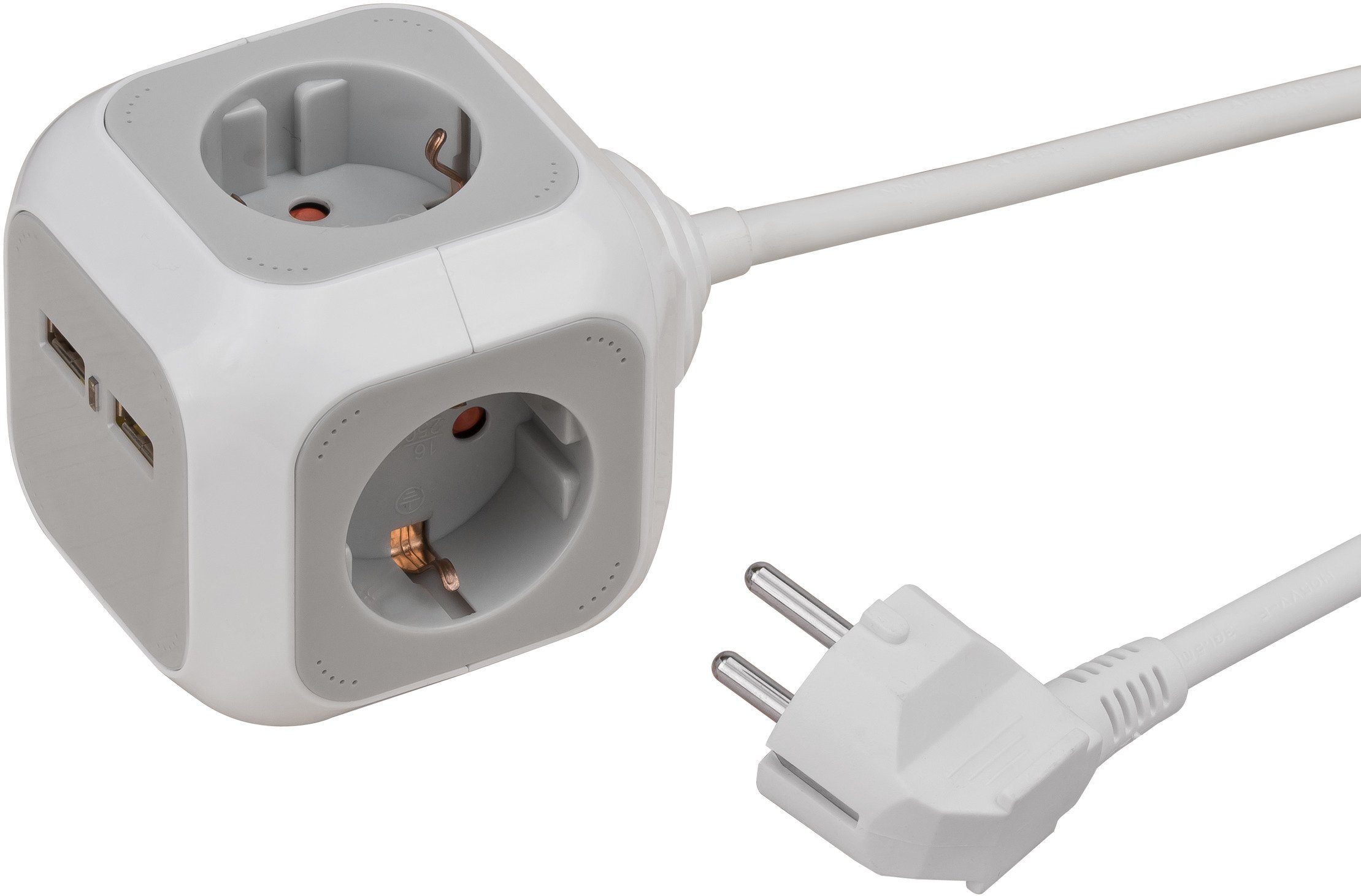 4-fach Kabellänge ALEA-Power m), (USB-Anschluss, Brennenstuhl USB-Charger Steckdosenwürfel Mehrfachsteckdose 1,4
