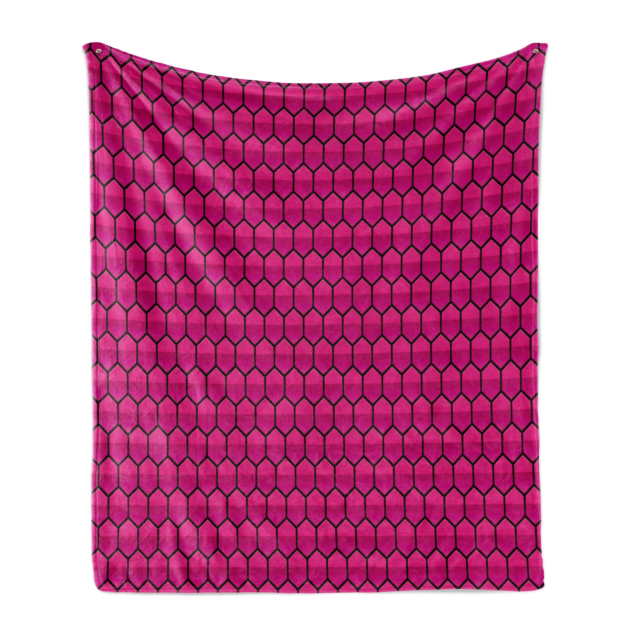 Wohndecke Gemütlicher Plüsch für den Innen- und Außenbereich, Abakuhaus, Hot Pink Kamm Muster Hexagonal