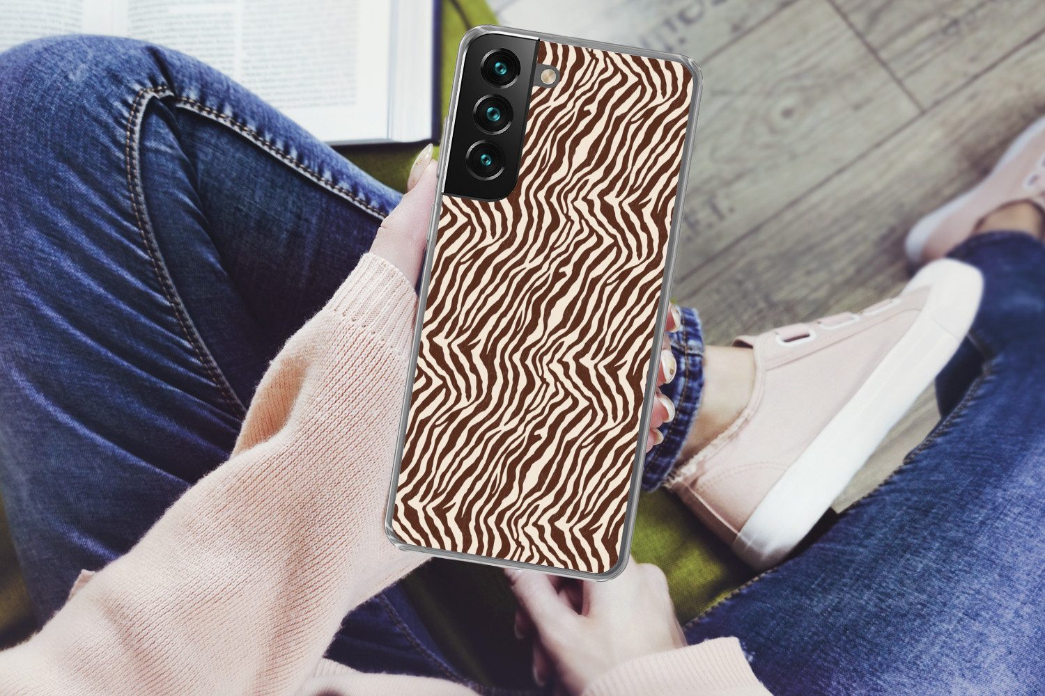 MuchoWow Handyhülle für Samsung Galaxy S22 Zebra - Muster - Schwarz - Weiß, Phone Case, Silikon, Schutzhülle Dünn